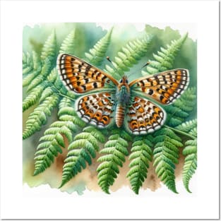 Pop Small Pearl-bordered Fritillary - Watercolor Butterfly Posters and Art